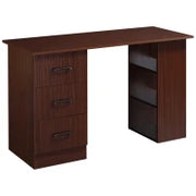 Scrivania per Ufficio con 3 Cassetti e 3 Ripiani Aperti in Legno, 120x49x72cm, Noce