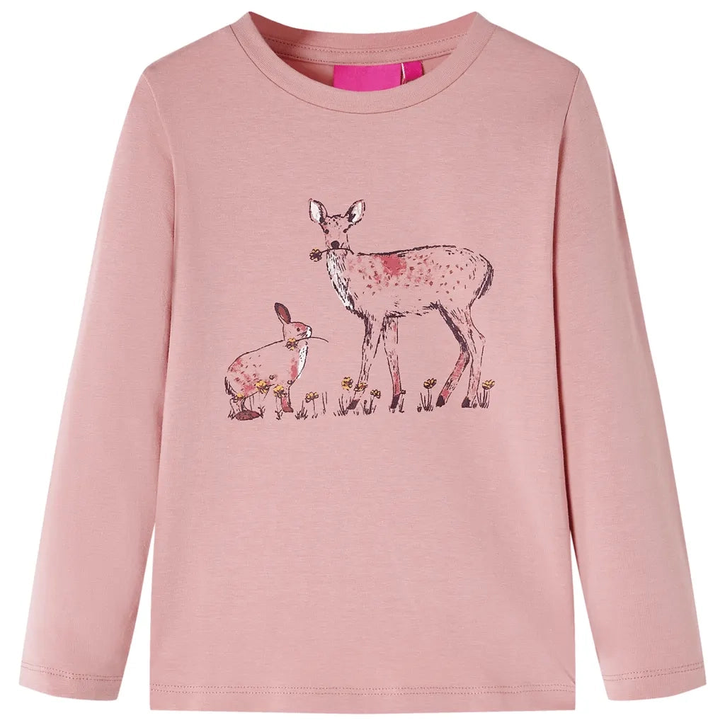 Maglietta da Bambina a Maniche Lunghe Rosa 104cod mxl 108405