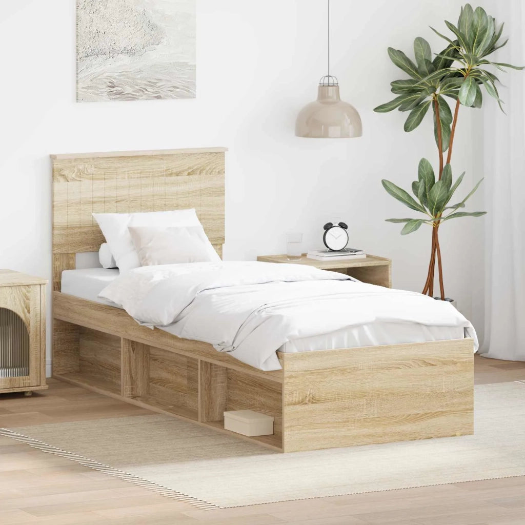 Struttura del letto Rovere Sonoma 75 x 190 cm Pino massello