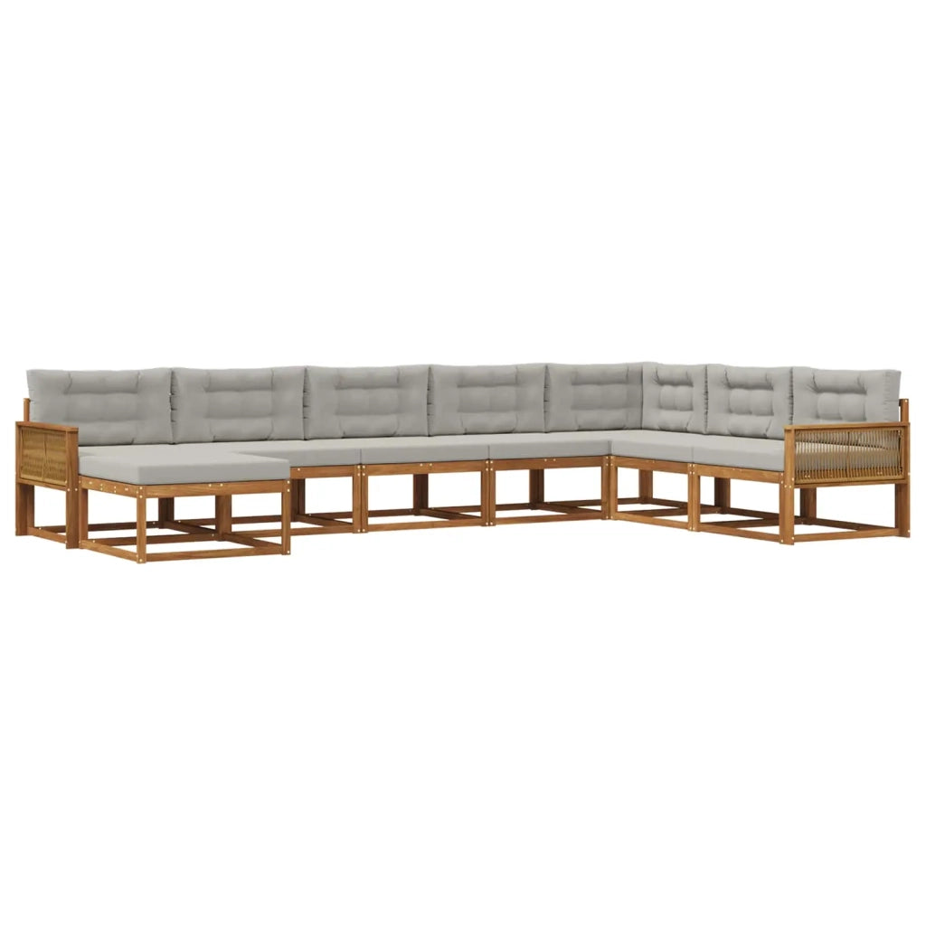 Set di divani da esterno 8 pz Naturale e Grigio Chiaro 3382809