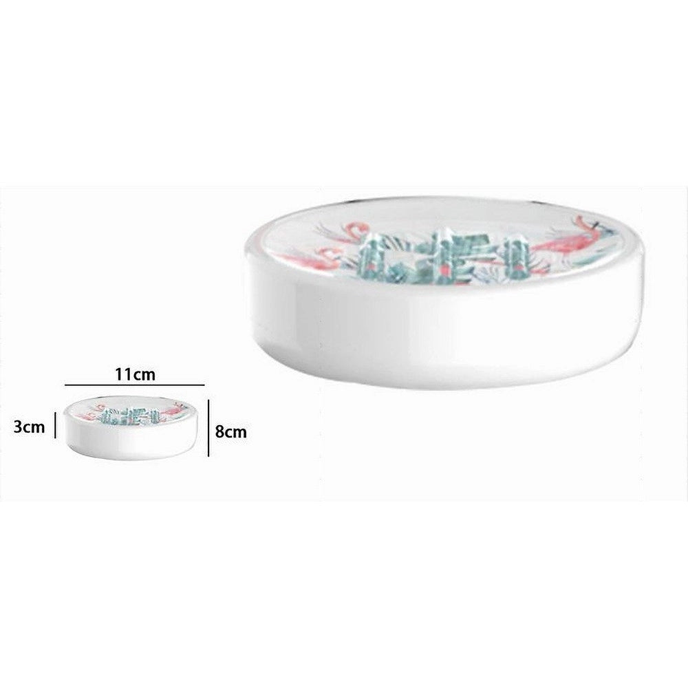 Trade Shop - Porta Sapone Saponetta Accessorio Arredo Bagno Con Fenicotteri In Ceramica 69960 -