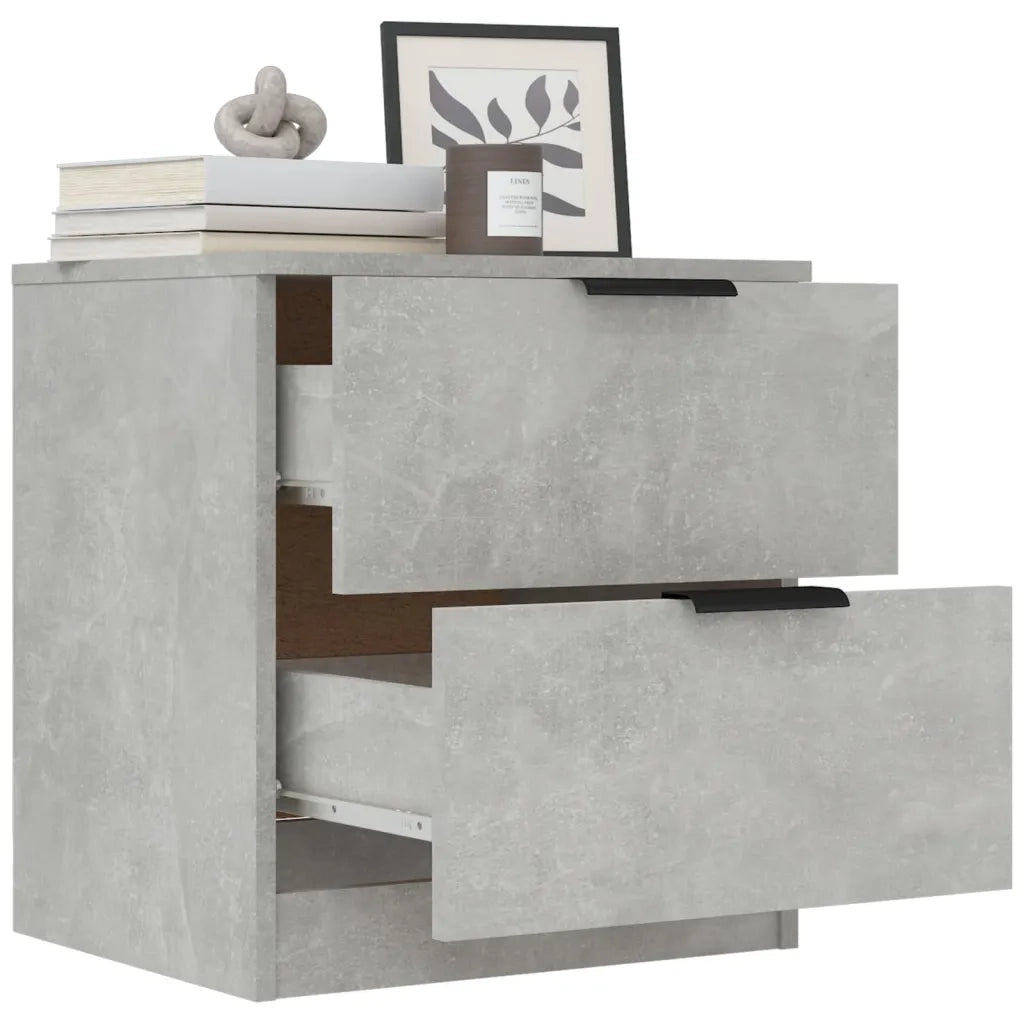 Comodini 2pz-Set di 2 Tavolino da notte Grigio Cemento in Legno Multistrato 575969