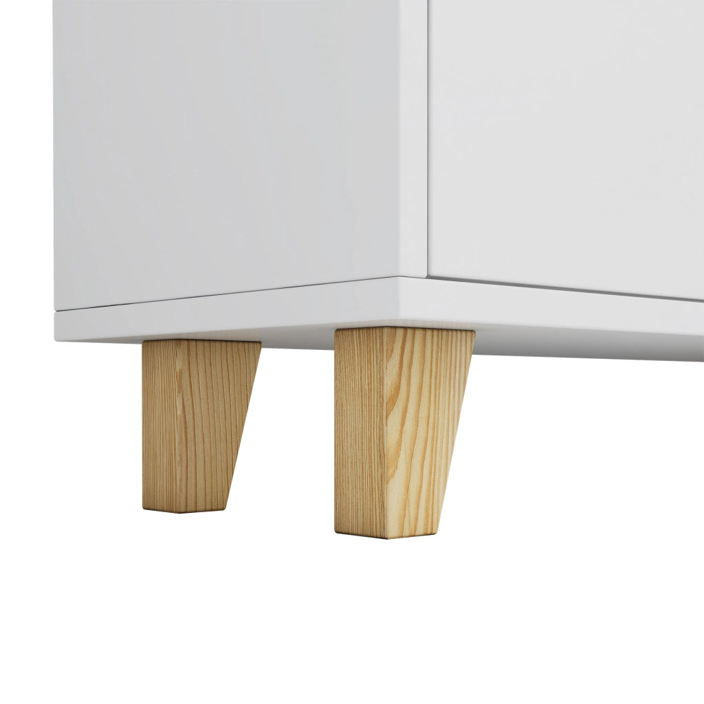 Libreria con Ante e LED ¨C MINIMAL ¨C Legno Bianco, Ripiani, 80x30x173 cm