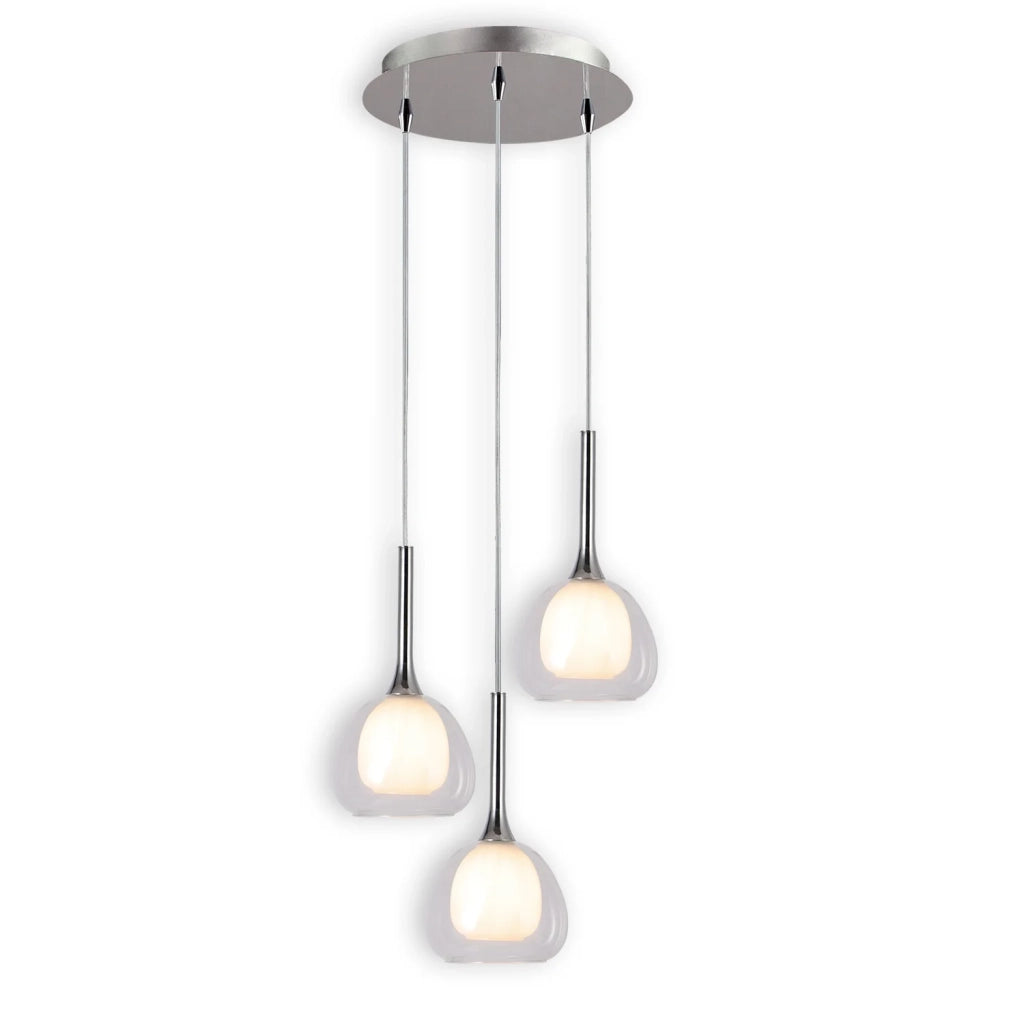 LÚZETE - LAMPADARIO 3 LUCI VETRO ESTERNO TRANSPARENTE INTERNO BIANCO Ø38 NOLINA