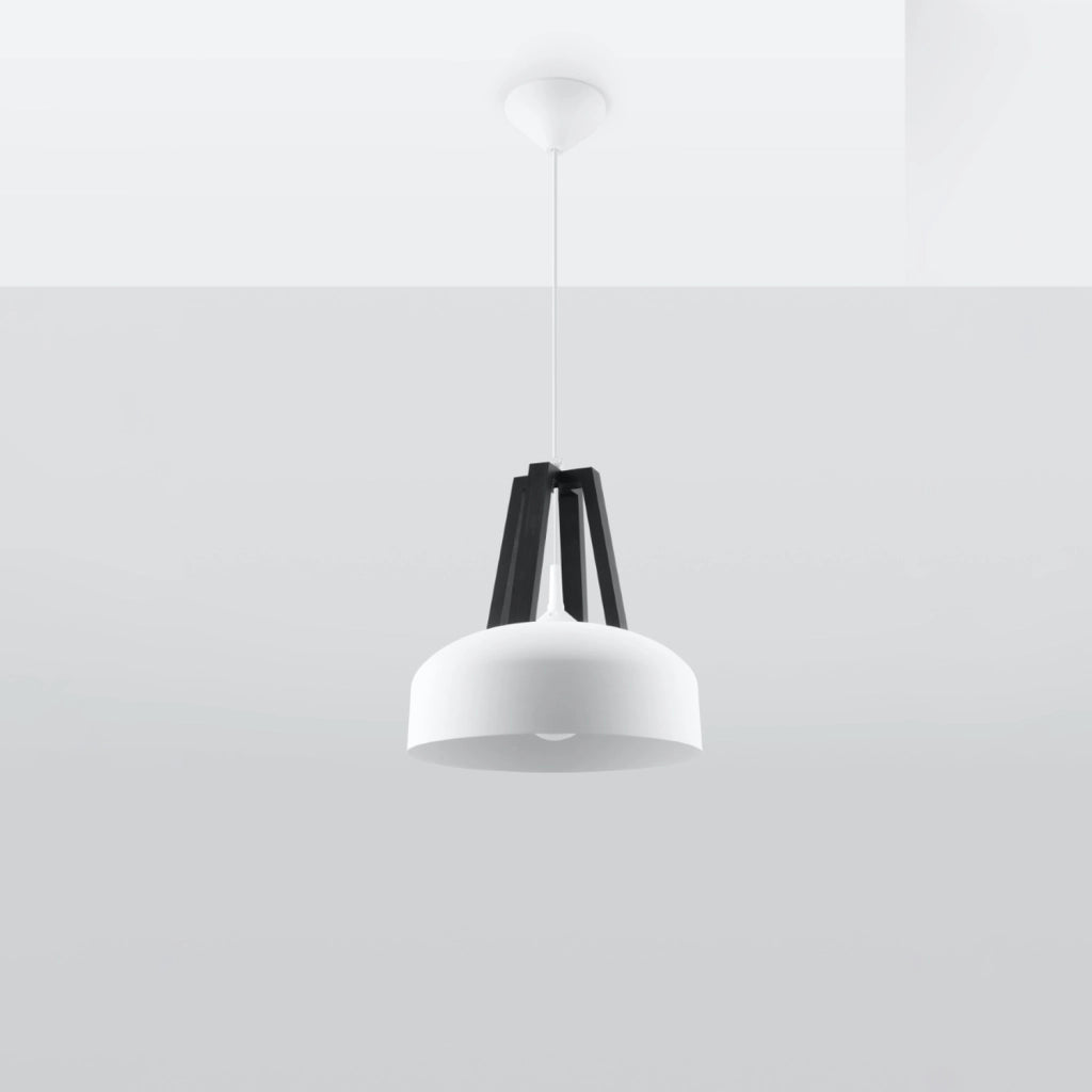 Lampada a sospensione Kupola bianca/legno nero Pure Lume