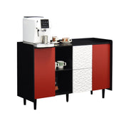 Credenza con 2 Cassetti; 2 Vani Aperti e 1 Anta per Sala da Pranzo in MDF 120 × 40 × 80 cm Nero e Rosso