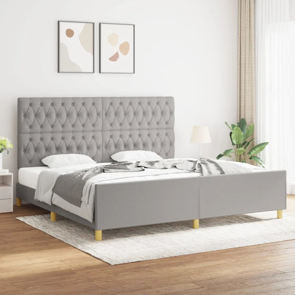 Giroletto con Testiera Grigio Chiaro 200x200 cm in Tessuto 3125324