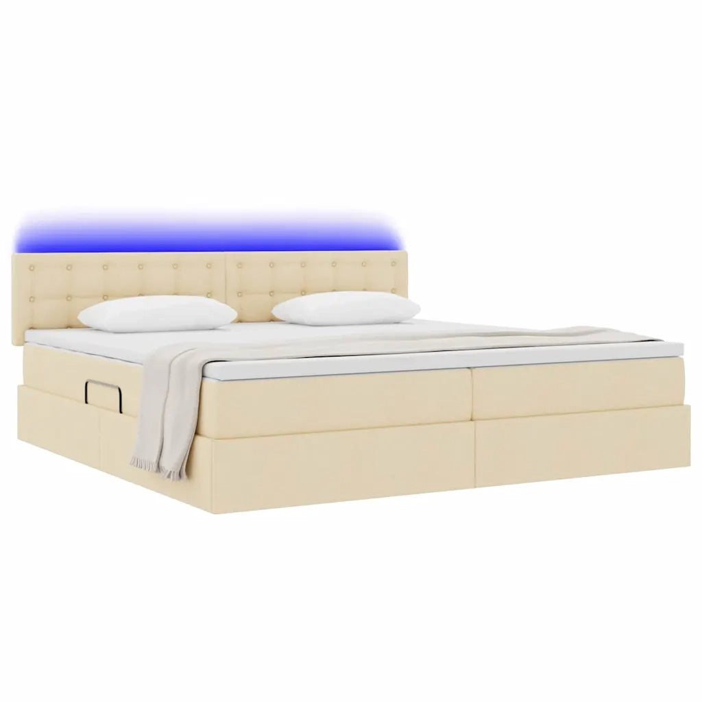 Letto con contenitore LED e materasso Crema 200 x 200 cm