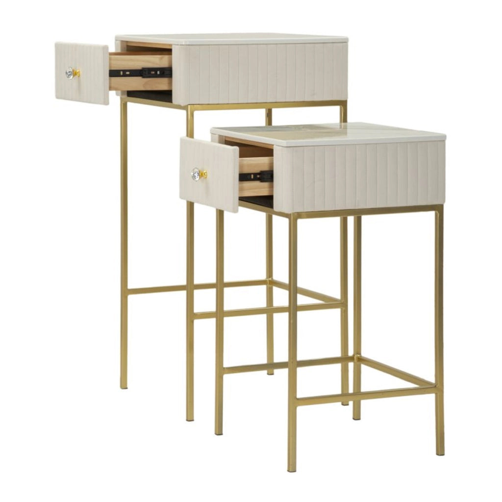 Set di Tavolini VKH771, Beige, Legno, 45x45x90 cm