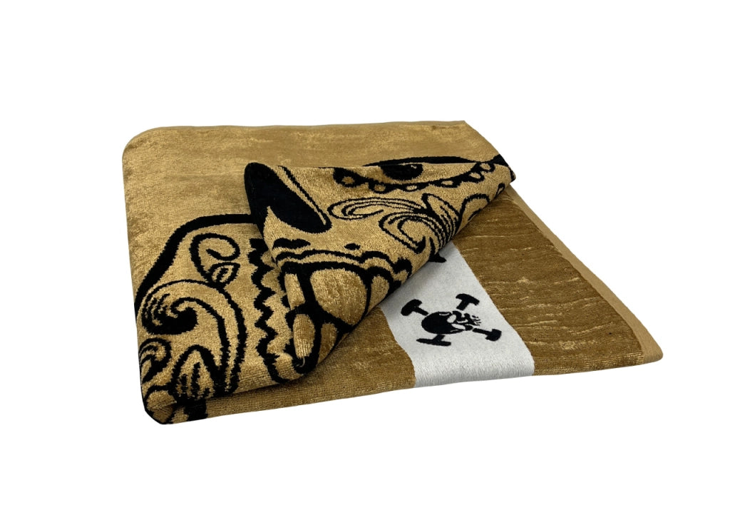 Telo Mare Jacquard Spugna Asciugamano Spiaggia Disegno New Gold Skull - Telo Mare - Oro