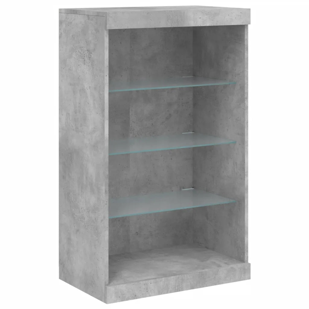 Credenza con Luci LED-Buffet-Armadio da cucina Grigio Cemento 181,5x37x100 cm 598764