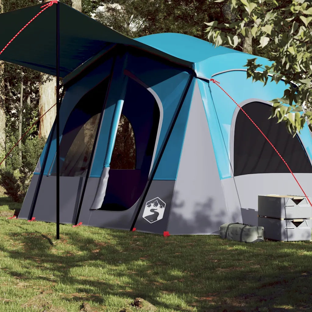 Tenda da Campeggio | Tenda Familiare a Cabina per 5 Persone Blu Impermeabile