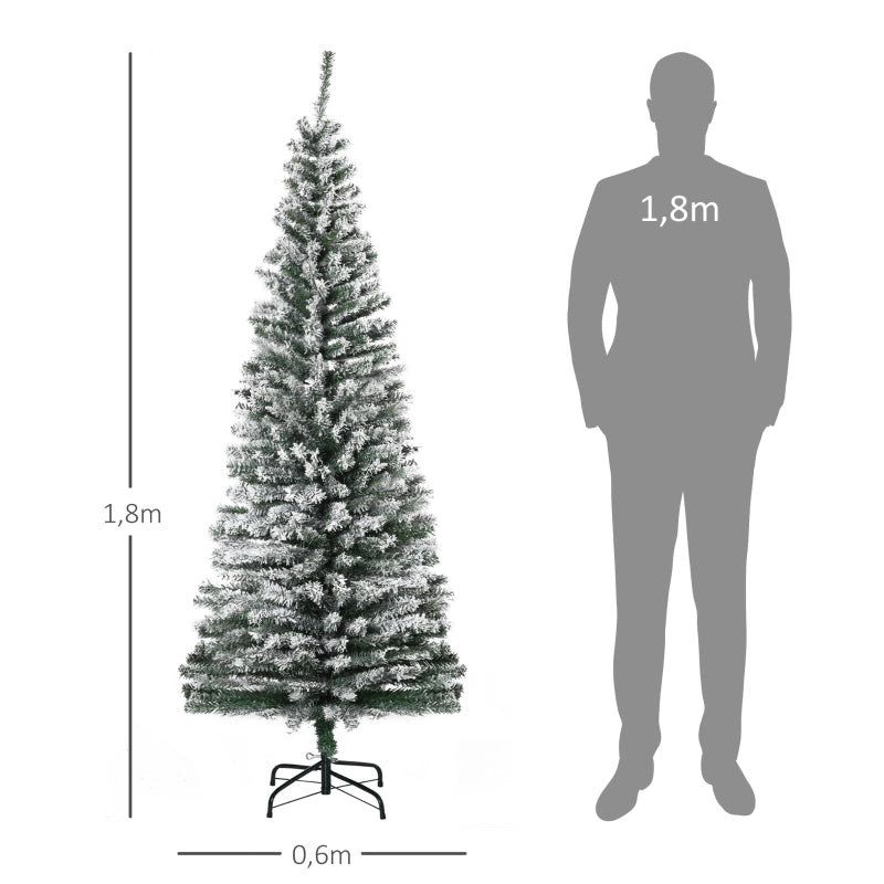 Albero di Natale artificiale, 180 cm, a forma di pino con neve, 492 punte, per uso interno.