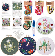 Kit di inizio per il punto croce - Incluso manuale e disegni - 4 set - Fili e uncini per la maglia - Hobby creativo per principianti.