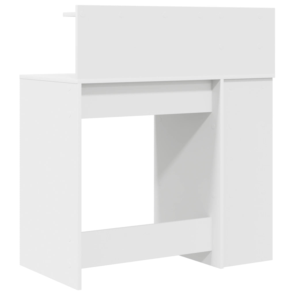 Scrivania con Ripostiglio Bianca 90x48x101.5 cm Legno ingegnerizzato