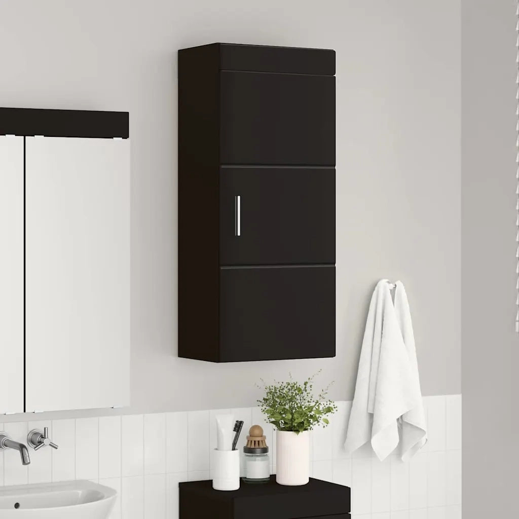 Armadio da Bagno | Mobile da Bagno a muro con porta TULUM Nero 37 x 24,5 x 86 cm