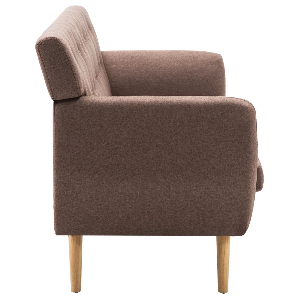 Divano a 3 Posti Rivestito in Tessuto 172x70x82 cm Marrone 247126