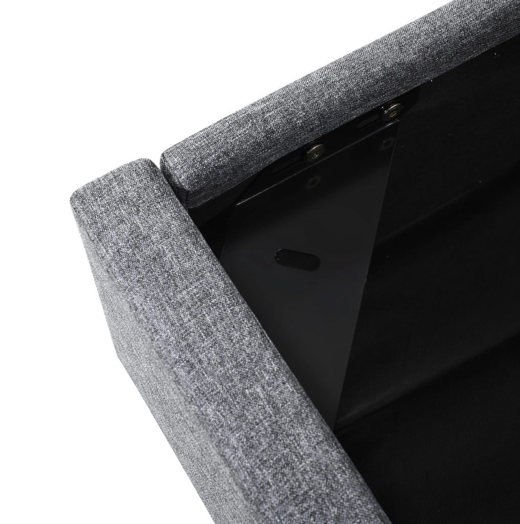 Letto imbottito 140x200 cm con contenitore; testiera LED App; USB e Type-C; grigio