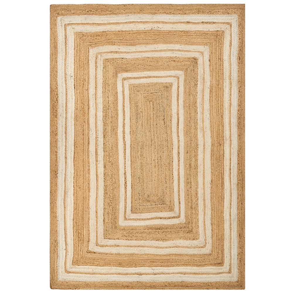 Tappeto di iuta naturale intrecciata con motivo geometrico Beige 160 x 230 cm stile boho camera da letto soggiorno