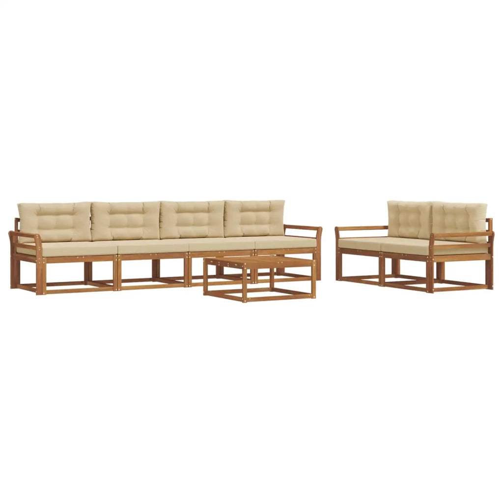 Set di divani da esterno con cuscino 7 pcs Naturale e Beige