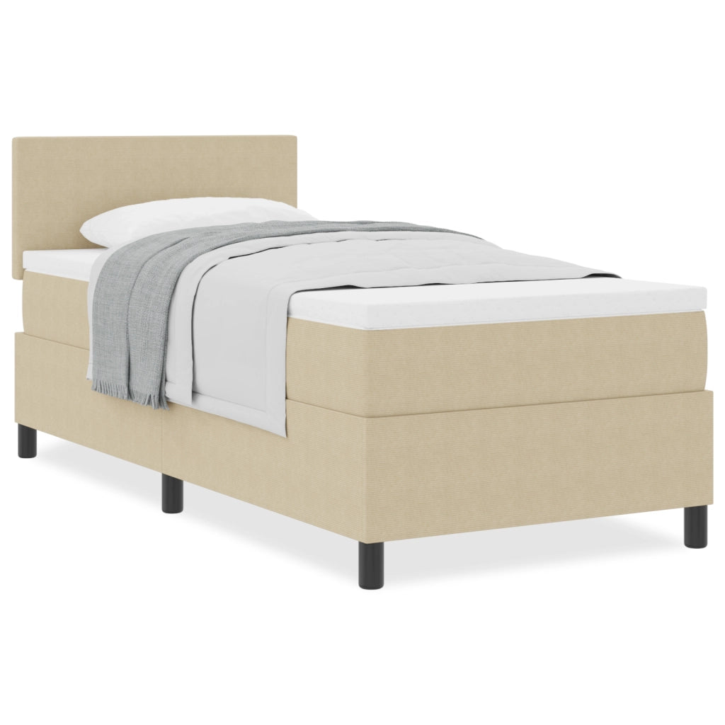 Letto con Rete a Molle e Materasso Verde Chiaro Grigio 80x200 cm Tessuto Corduroy