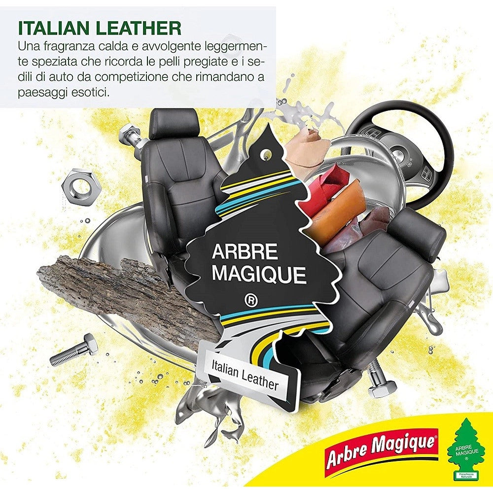 Trade Shop - Arbre Magique Mono Profumatore Per Auto Profumazione Fragranza Italian Leather -