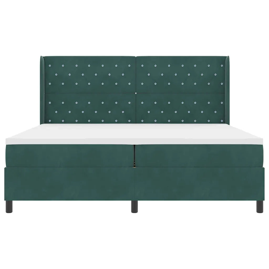 vidaXL Letto a molle con testiera Verde scuro 200 x 200 cm Velluto