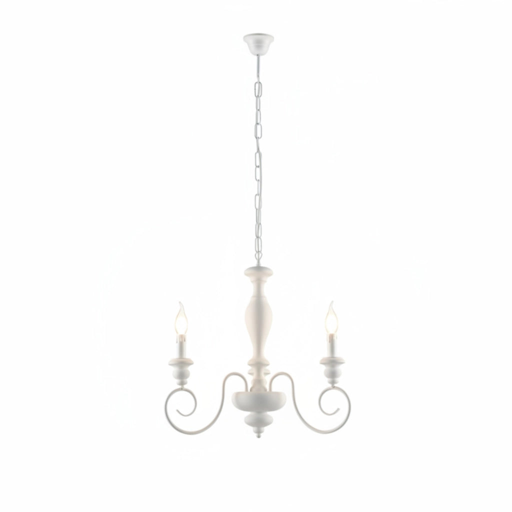 Lampadario Shabby Chic Cascina Bianco 3 Luci E14