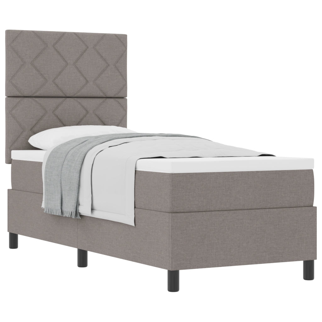 Letto con Box Spring Taupe 80x200 cm in Tessuto