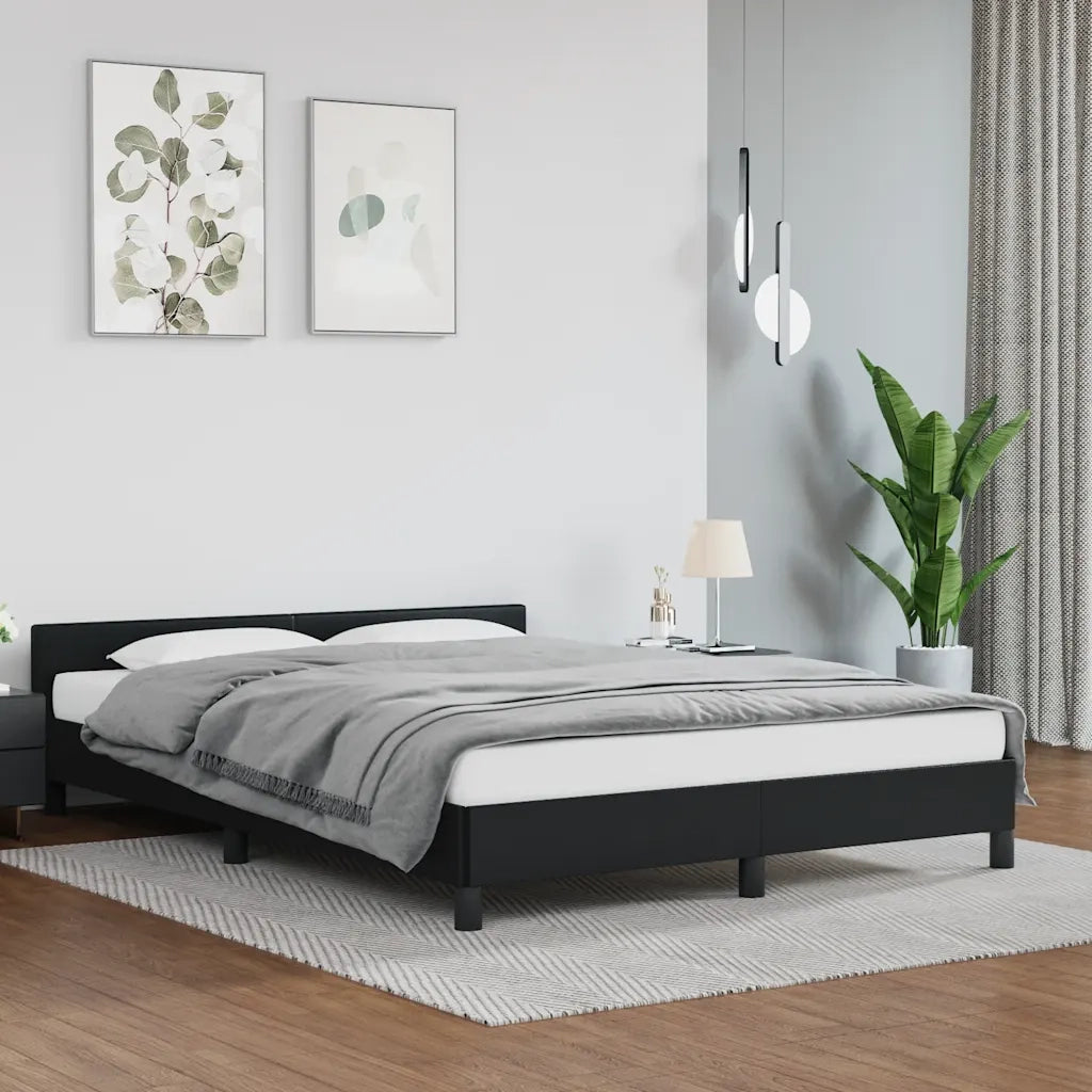 Giroletto con Testiera senza Materasso-Struttura Letto Nero 140x200 cm 839549