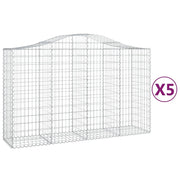 Cestini gabbioni recinzione a gabbia muro di contenimento ad arco 5 pezzi 200 x 50 x 120/140 cm ferro zincato argento 02_0040887