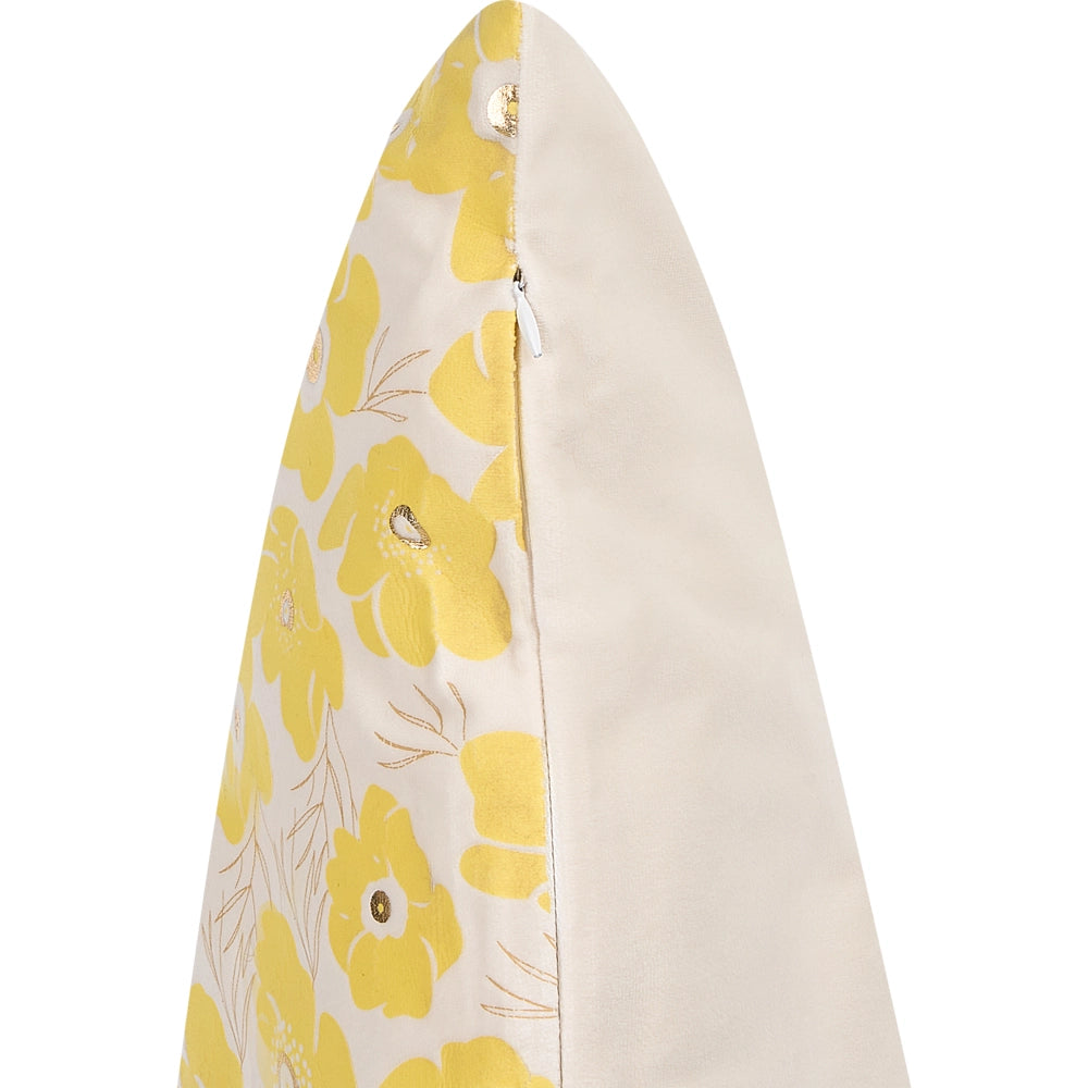 Set di 2 cuscini in cotone beige e giallo 45 x 45 cm con motivo a fiori soggiorno cameretta camera da letto