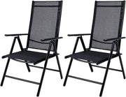 ® Set 2 Sedie Pieghevoli Giardino Alluminio Schienale Alto Regolabile 8 Posizioni Salvaspazio Mobili da Esterno Balcone
