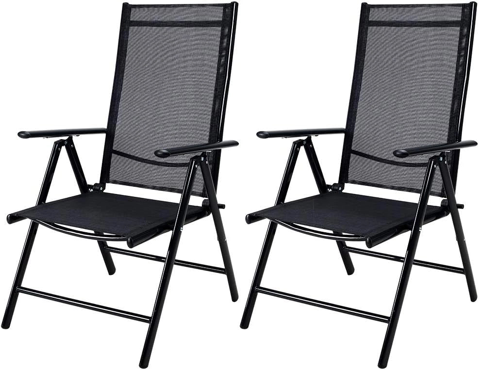® Set 2 Sedie Pieghevoli Giardino Alluminio Schienale Alto Regolabile 8 Posizioni Salvaspazio Mobili da Esterno Balcone