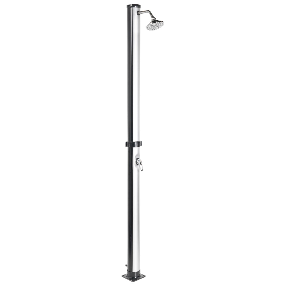 Set doccia miscelatore da esterno in PVC nero e argento con funzione pioggia alimentato ad energia solare Giardino moderno