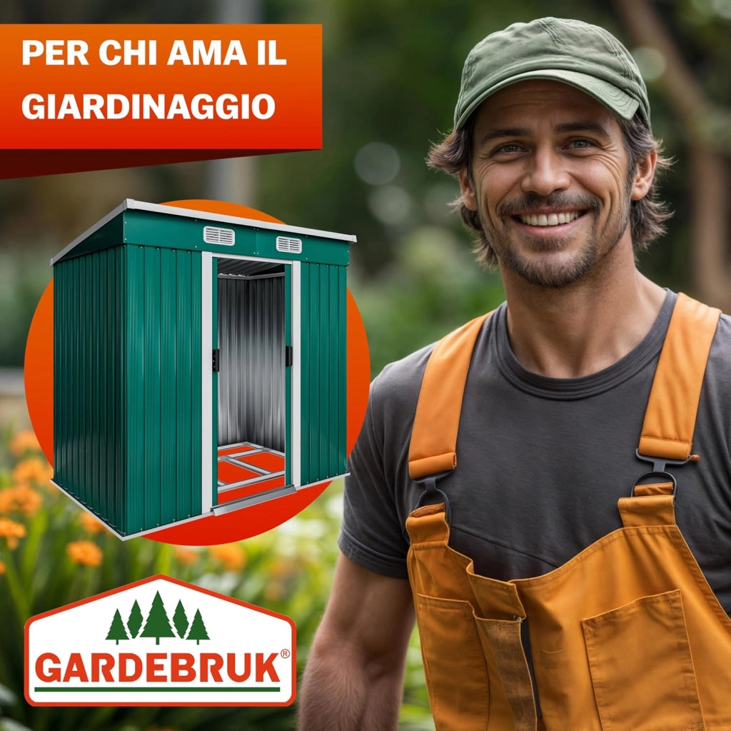 ® Casetta per Attrezzi da Giardino in Metallo 2m² con Base 200x125x180cm Porta Scorrevole Capanno con Tetto Spiovente Capannone da Esterno 4m³