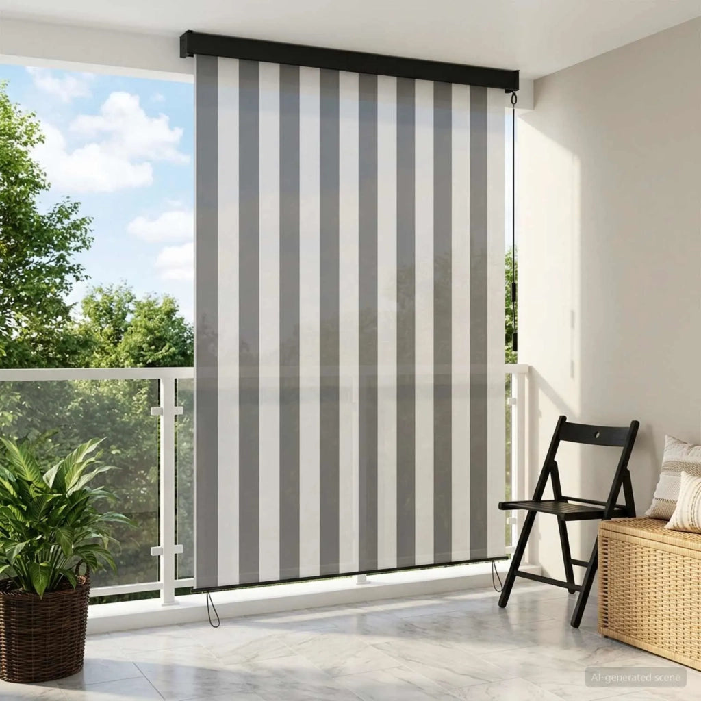 Tenda a rullo Antracite e Bianco 100 x 250 cm 42037180