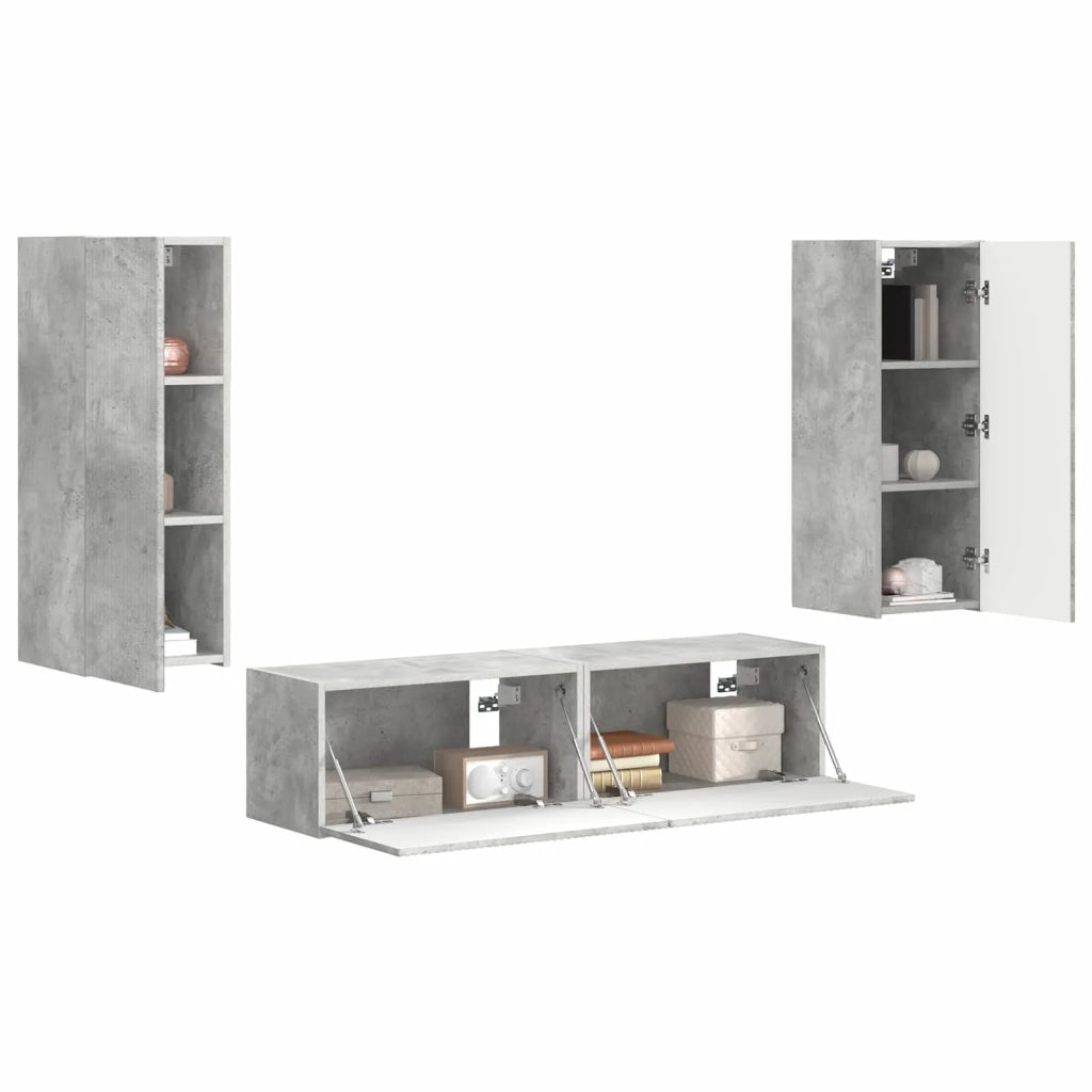 Set mobile TV 2 pz-Credenza per TV Grigio cemento Legno multistrato 699537