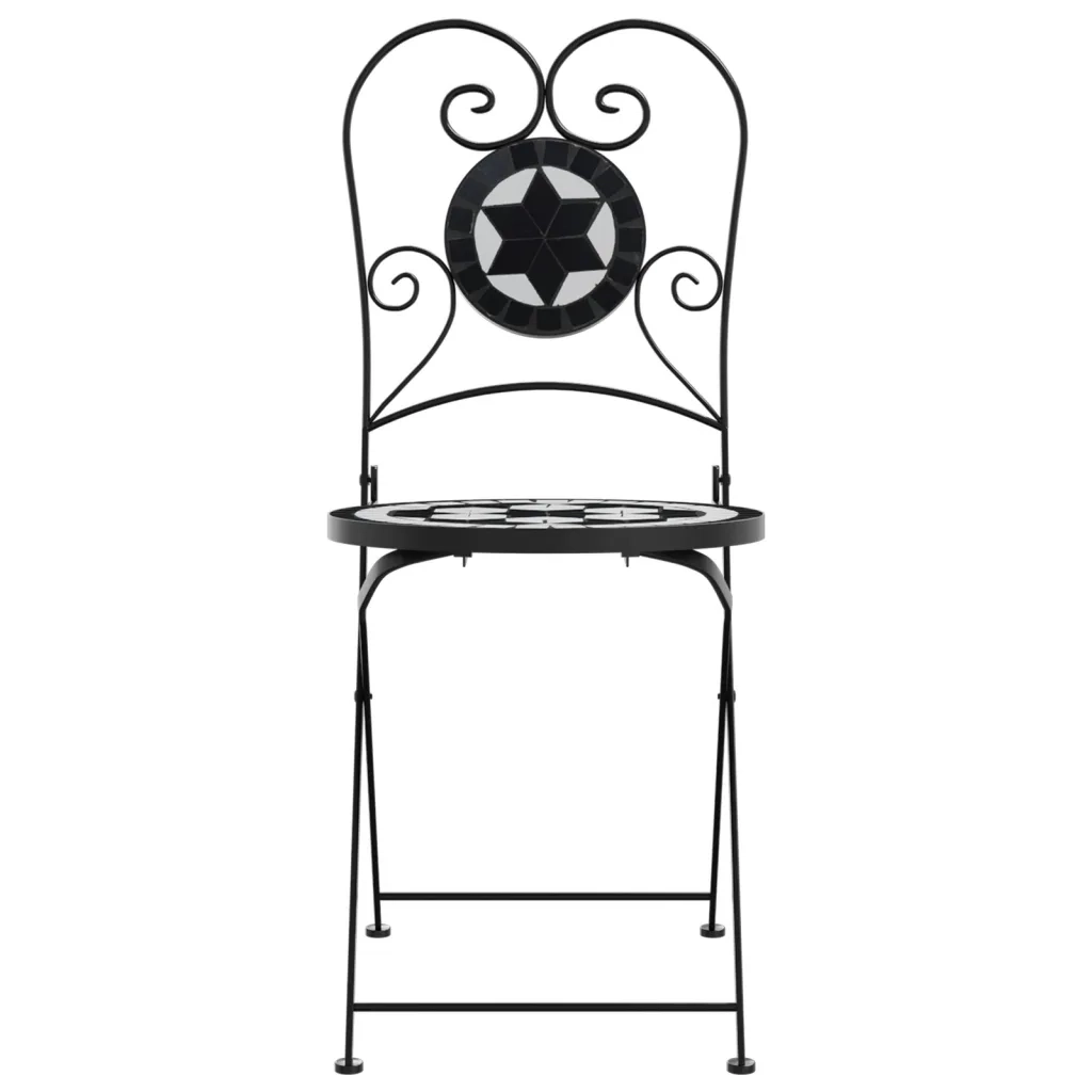 Sedie da BistrÃ² Pieghevoli 2 pz Nero e Bianco in Ceramica