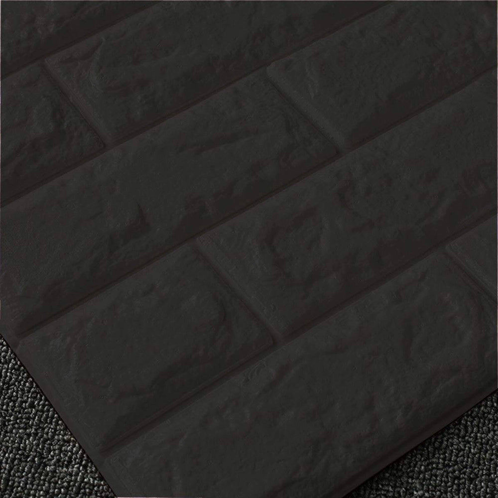 Trade Shop - Pannello Spugna 3d Mattoni Colore Nero Adesivo Pareti Sfondo Casa Muri 70x70cm -