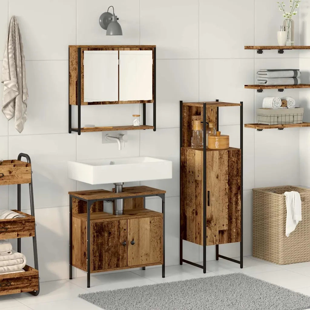 Set di mobili per il bagno 3 pcs Marrone Legno multistrato 3332566