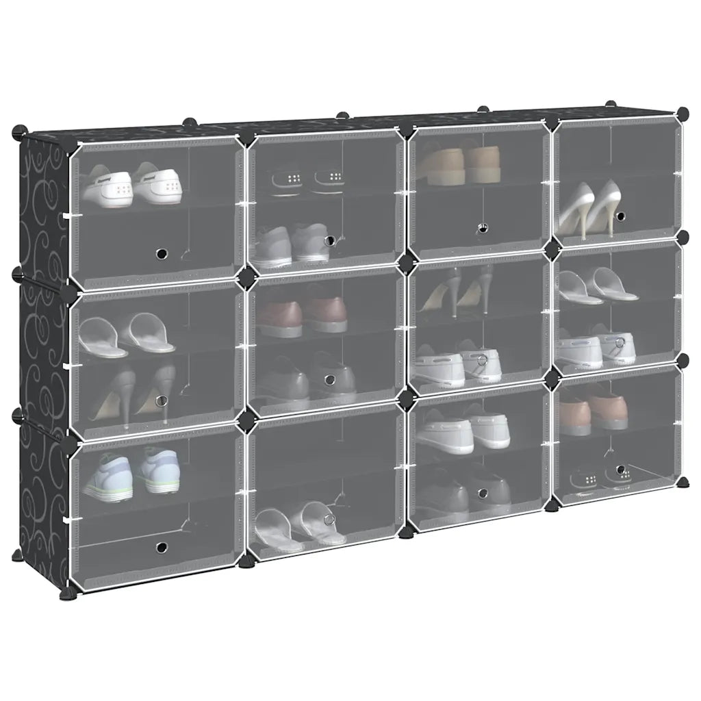 Organizzatore Portaoggetti con 12 Cubi e Ante Trasparenti in PP 4019578