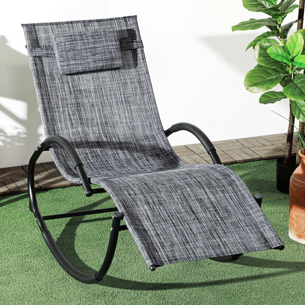 Sedia a dondolo da giardino ¨C zephmum ¨C Grigio, 155x61x88 cm