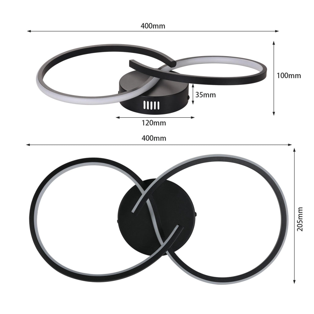 ZMH Lampada da soffitto LED nera 12W 3000K bianco caldo per soggiorno camera letto cucina corridoio
