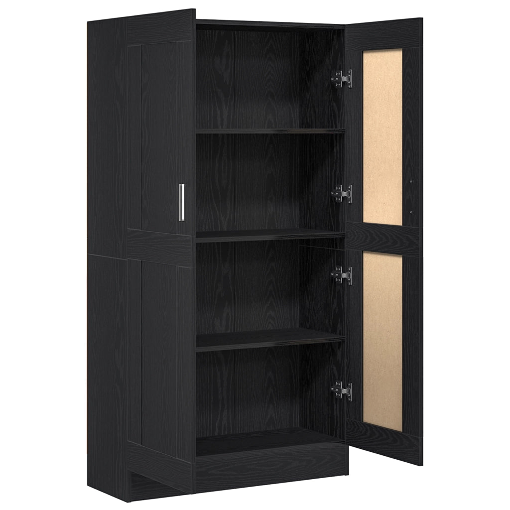 2 Armadi per Libri Rovere Nero 165x30,5x150 cm in Legno Ingegnerizzato