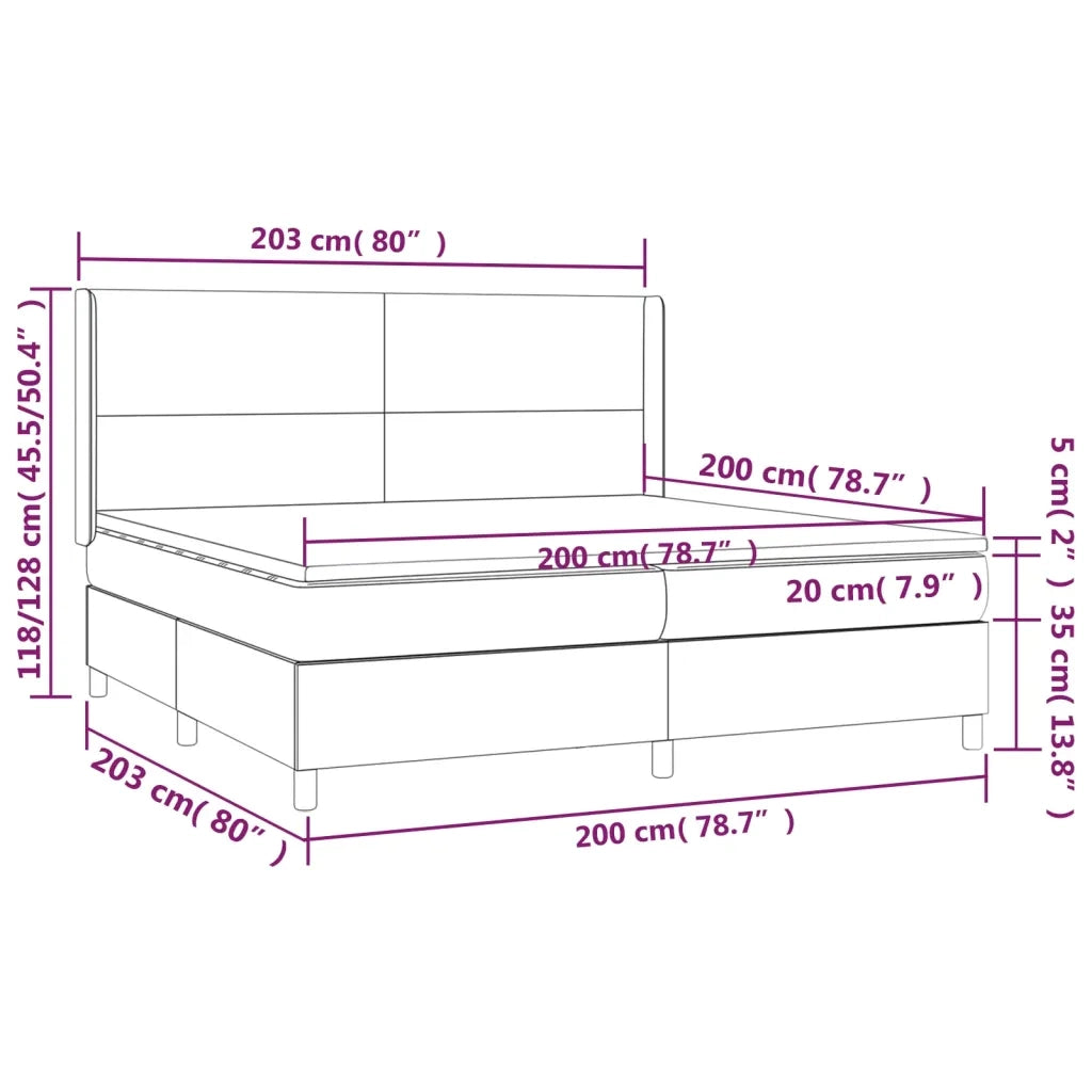Giroletto Molle con Materasso e LED Grigio 200x200cm Similpelle cod mxl 60651