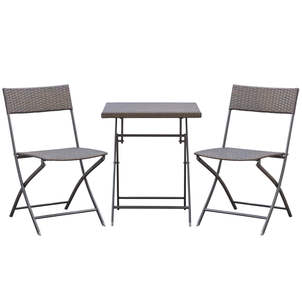 Set da Giardino Pieghevole 3 Pezzi in Rattan e Metallo ¨C zephmum ¨C Nero