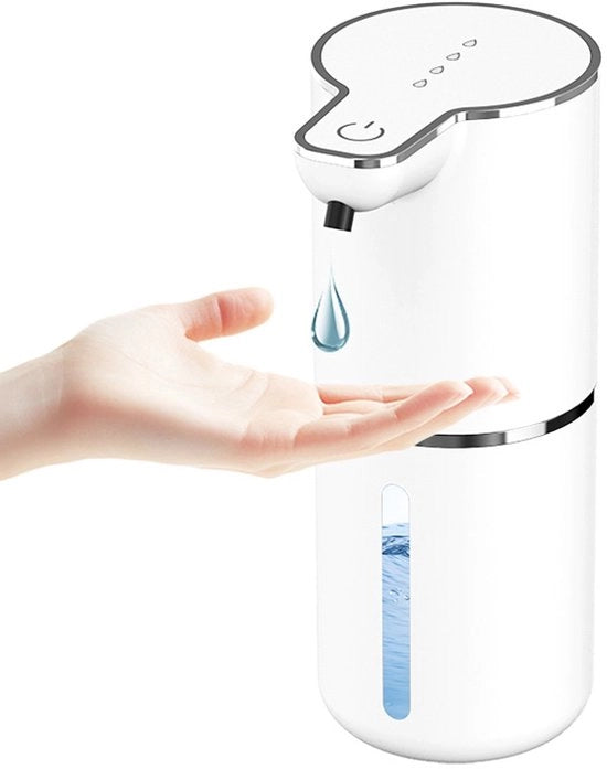 Dispensatore di sapone - Dispensatore di sapone automatico con sensore - Dispensatore di sapone da parete 350 ml - Dispensatore di sapone liquido bianco regolabile con 4 livelli per cucina e bagno - Nero