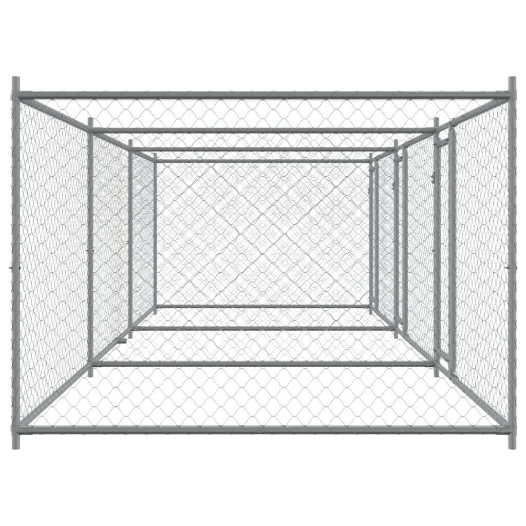 Trasportino per cani con porte 6 x 2 x 1,5 m acciaio zincato grigio 02_0041625