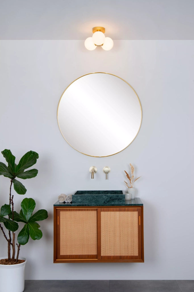 Plafoniera Lucide Trudy ottone 3 luci sfere vetro G9